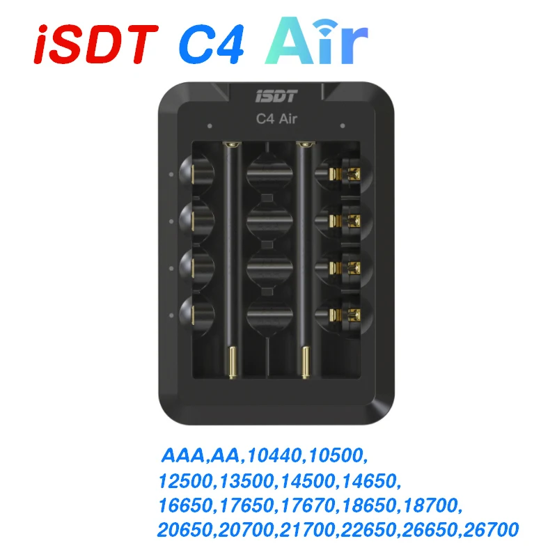 ISDT C4 Air 4A 6 Slots USB Type-C Input Smart Charger with APP Connection for RC AA AAA Li-ion Rechargeable Battery