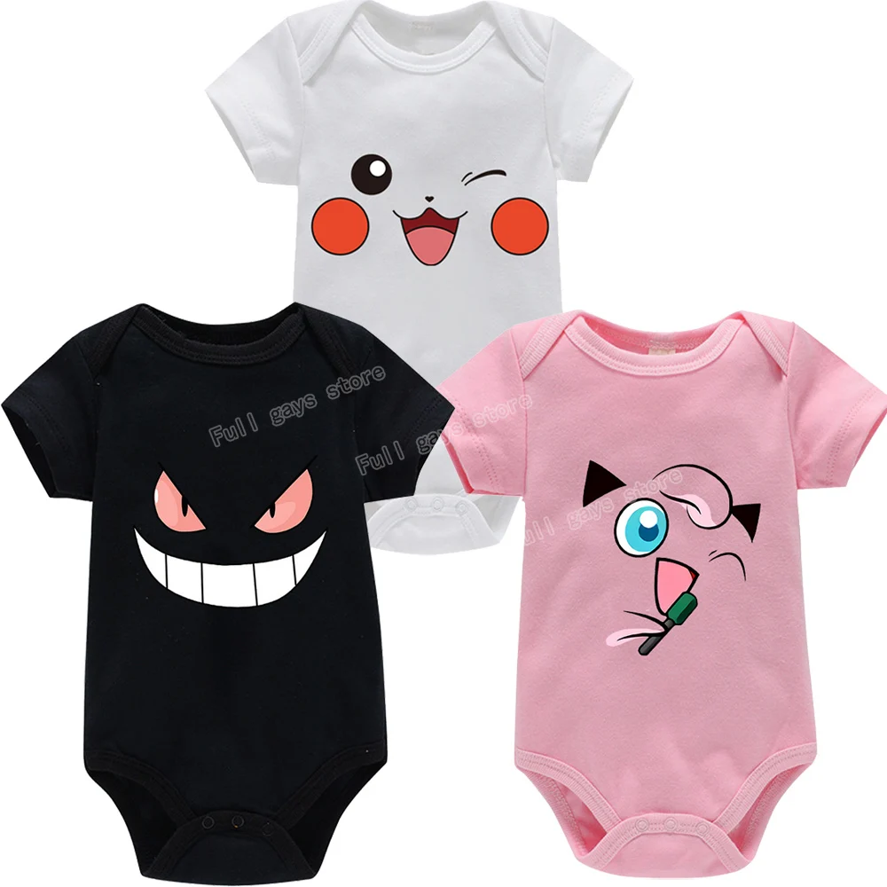 Pokemon Bodysuits Cute Elf Expression One-Pieces Pikachu Baby Clothing Toddler Romper Boys Girl Clothes Squirtle Jigglypuff