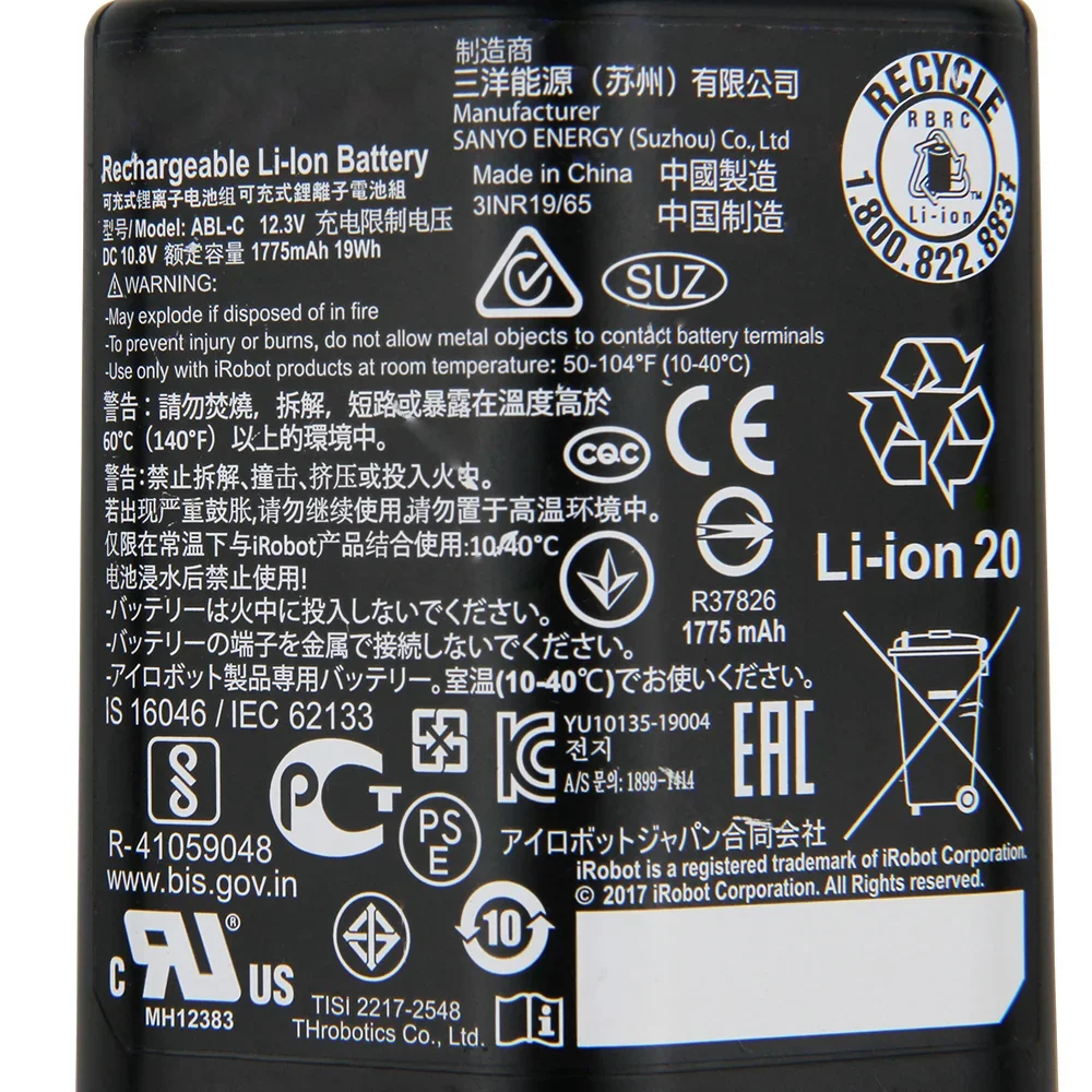 

New Sweeper Battery ABL-C For iRobot Braava Jet M6 1775mAh Long Lifespan