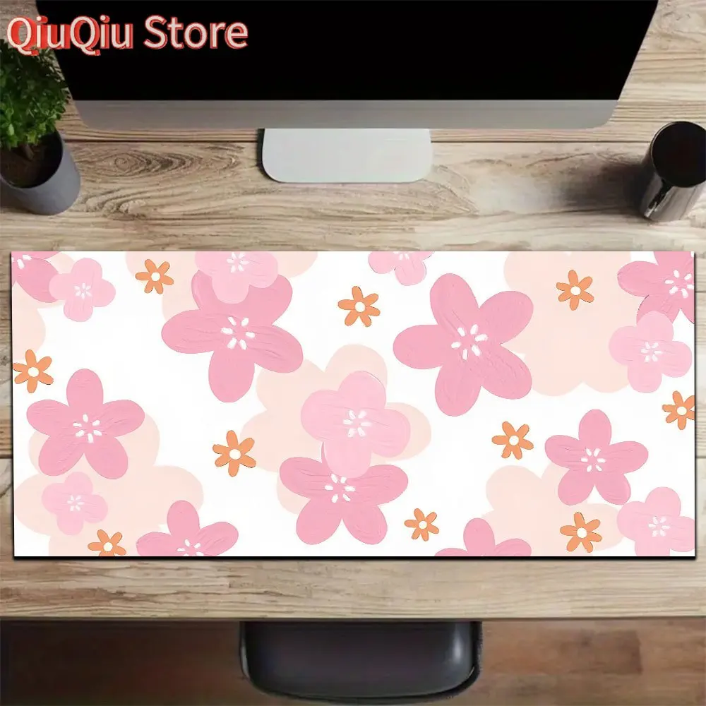 

1 шт., большой коврик для мыши с мультяшными цветами, компьютерный коврик, настольный коврик, коврик для клавиатуры, коврик для офисного игрового стола
