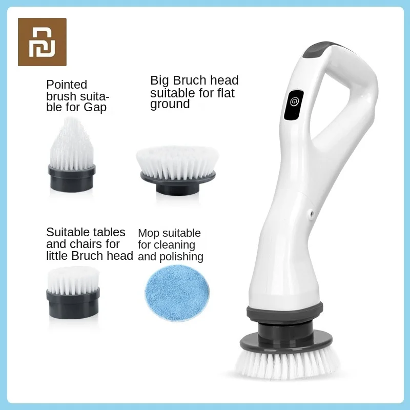 

New Youpin Home Electric Cleaning Brush Rechargeable Scrubber with Detachable Heads Brush Bathroom Kitchen Toilet Clean Tool