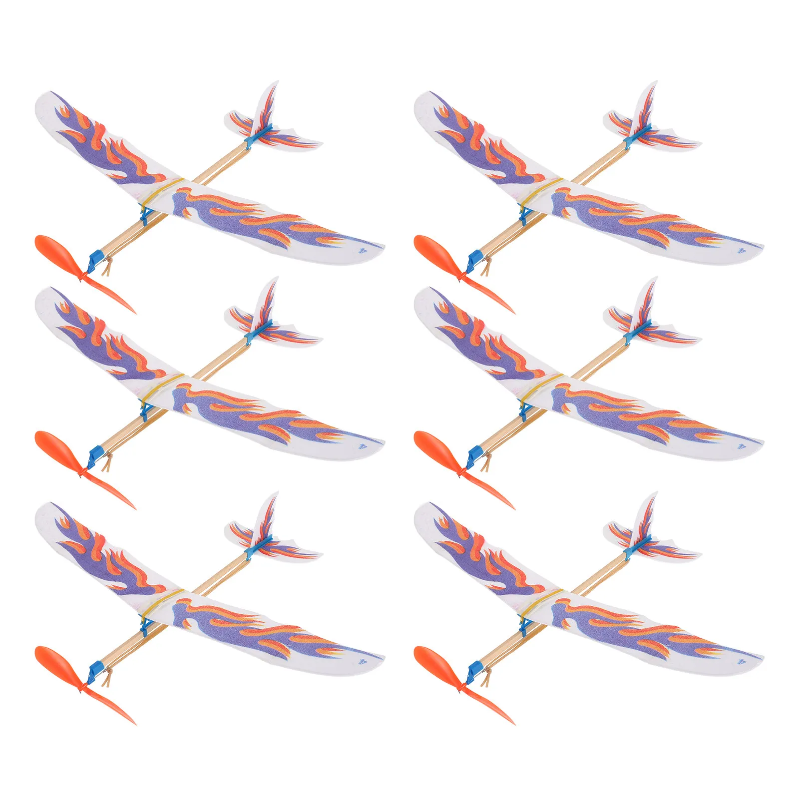 

6Pcs Rubber Band Powered Airplane Assembly Bright Color Small Aircraft Educational Flying Outdoor Glider Plane for Kids