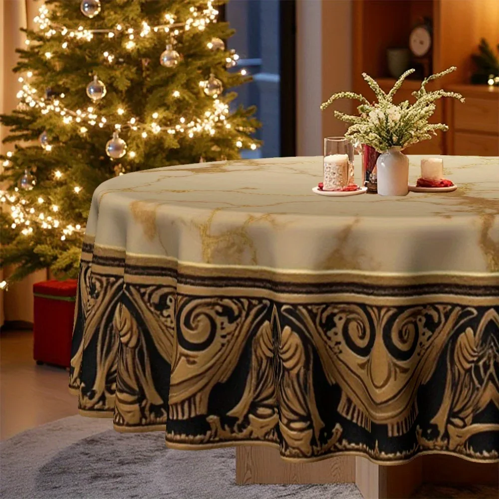 One calendar, featuring an elegant marble-style design with decorative gold edging.xzj