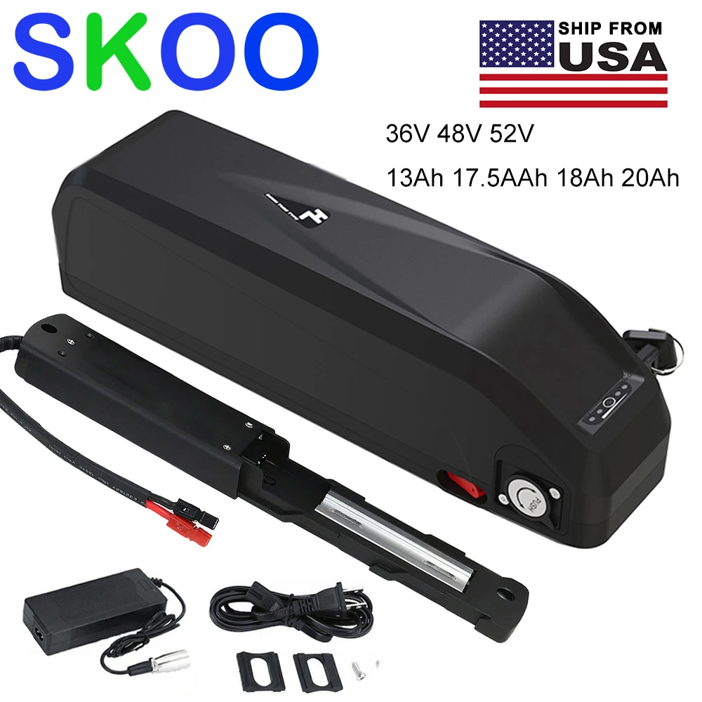 US Stock 36V 48V 52V 13Ah 17.5Ah 18Ah 20Ah Hailong3/4  Lithium Battery 18650 21700 Battery for Bafang Motor  Ebike Battery