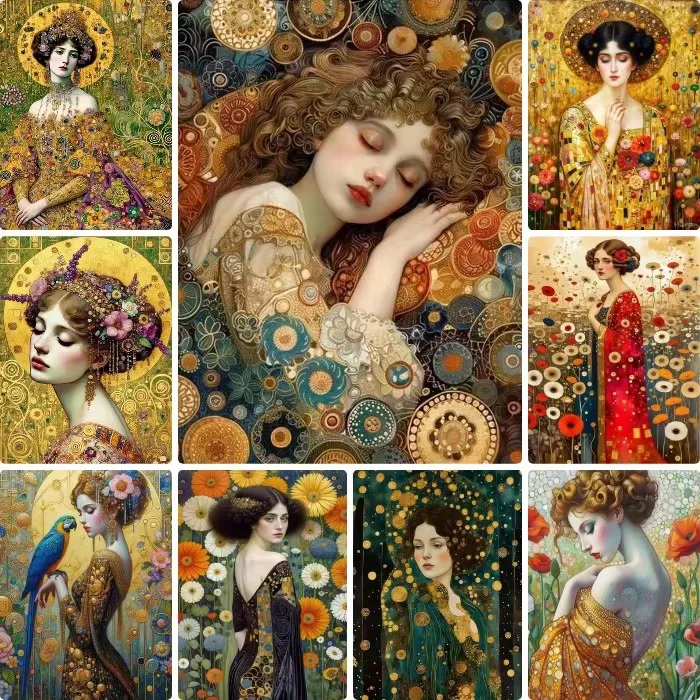 Diamond Painting  Golden Line Floral Lady Mystical Fantasy Modern Mosaic Handmade Art Exquisite Creative Gift Home Decoration