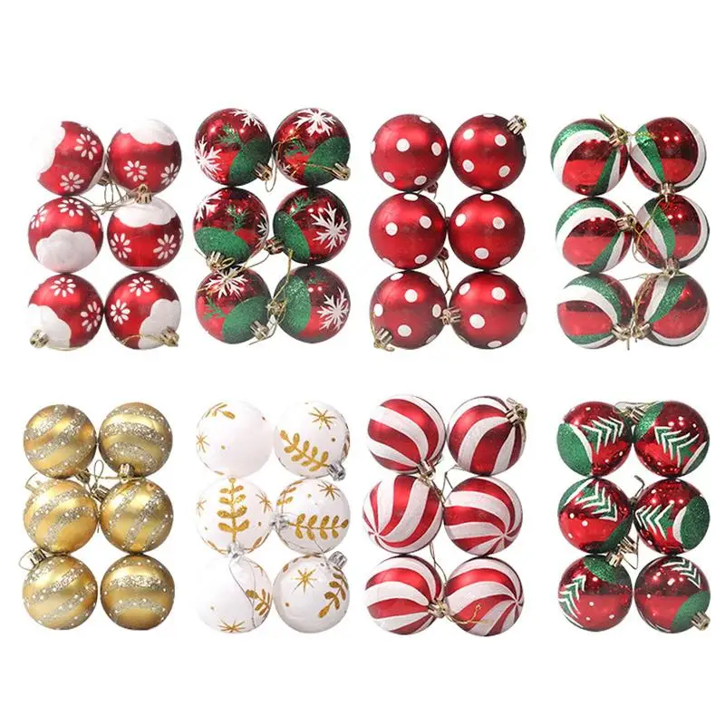 

Christmas Tree Decorations Balls 48X Shatterproof Painted Glitter Christmas Ball Ornaments for Christmas Decorations 2.4inch