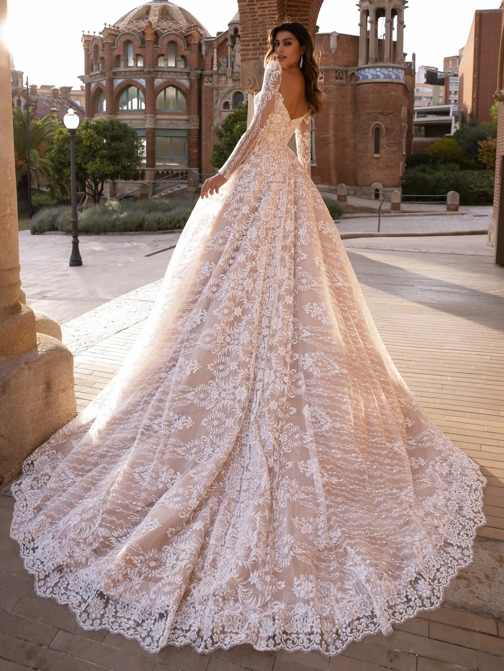 Vestido De Novia romántico con escote corazón, apliques brillantes, vestido De Novia elegante, corte en A, largo, personalizado, Vestidos De Novia