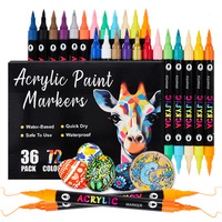 24/48/72 Acrylic Paint Markers: Dual Tip, Fast Drying Portable for Art Painting, Dot Art Coloring - Professional Artist Supplies