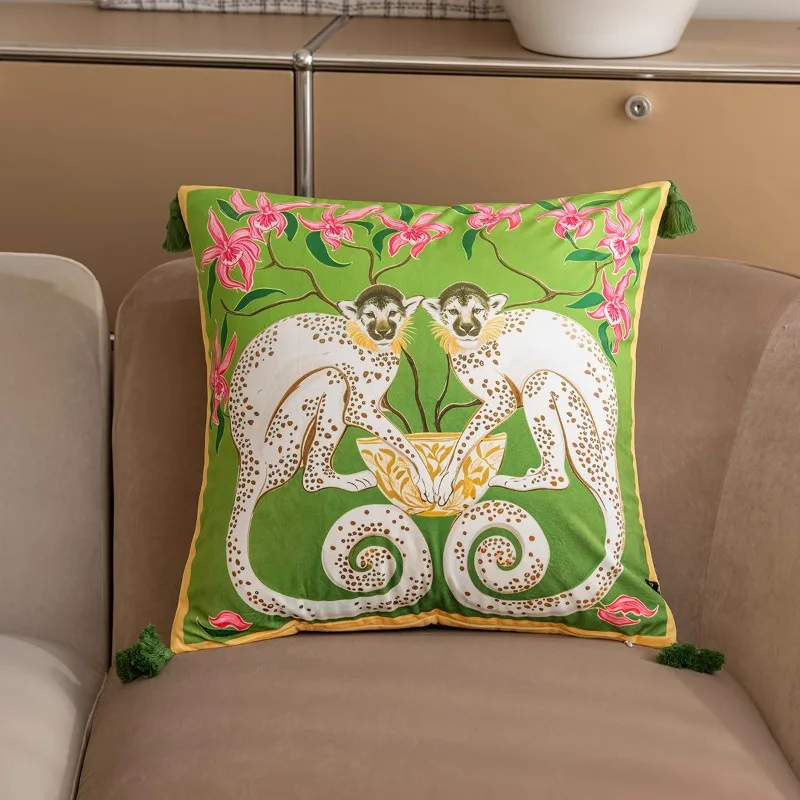 Vintage Monkey Decorative Throw Pillow Cases Cushion Cover for Couch Ornamental Pillows for Living Room Home Decor