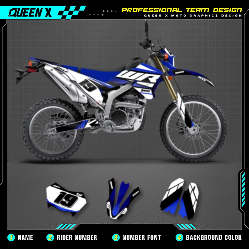 

Queen X MOTOR Motorcycle Graphics Background Decal Stickers Kits For YAMAHA WR250R 2008-2020 Number Name Custom