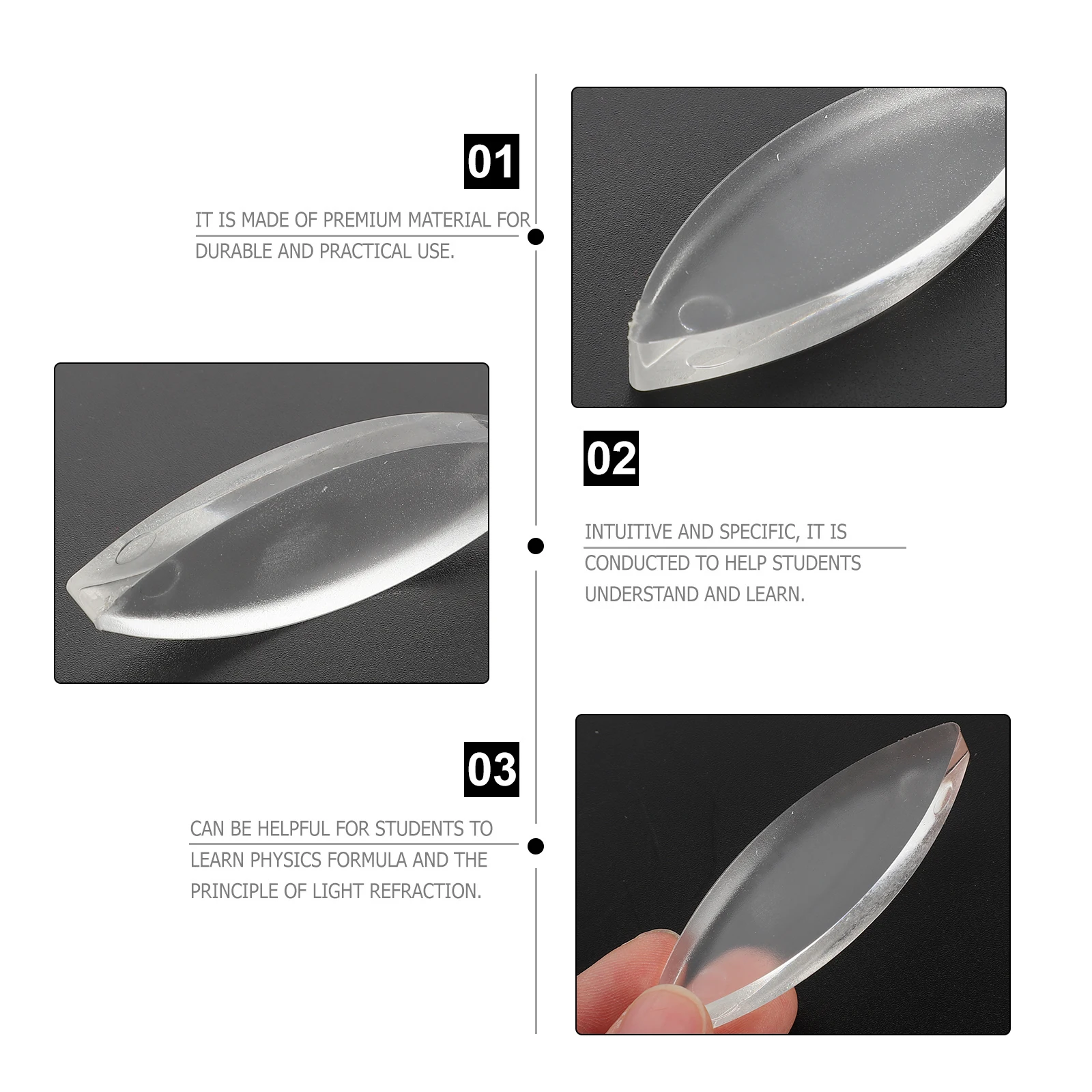 

1 Set Optical Lenses Science Classroom Physics Experiment Kit Parallel Acrylic Prisms For Light Reflection Refraction Education