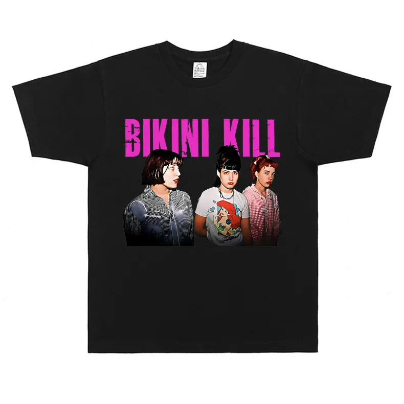 Punk Rock Band Bikini Kill Print T-shirt Riot Grrrl Kathleen Hanna T Shirts Men Women Vintage Oversized Tshirt Male Streetwear