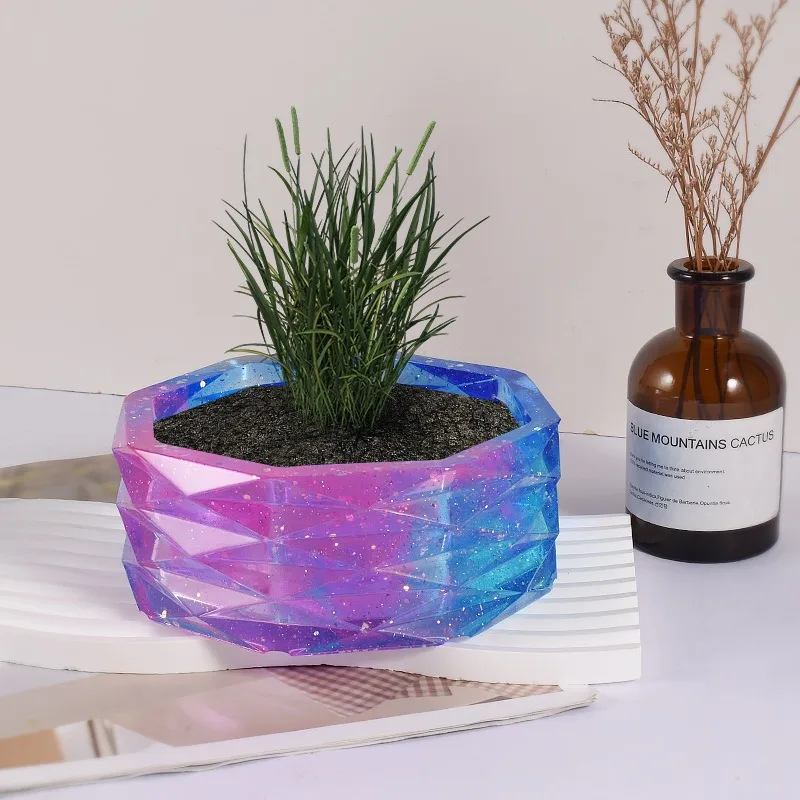 Schneiden Blume Topfpflanze Desktop Ornament Silikon Form DIY Gips Make-Up Pinsel Lagerung Box Kerze Container Harz Form Handwerk