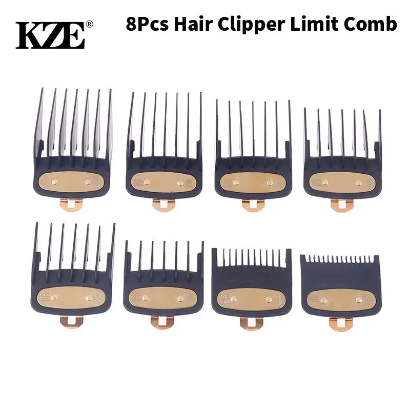 

8Pcs Professional Limit Comb Cutting Guide Combs 1.5/3/4.5/6/10/13/19/25MM Set For Hair Clipper