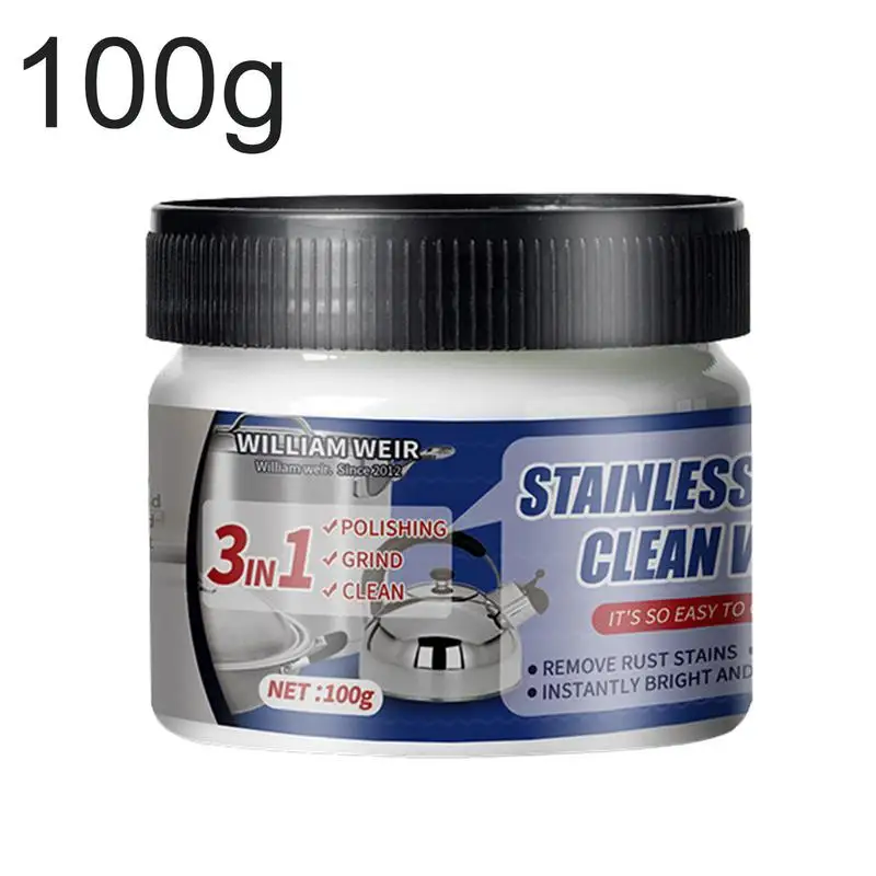 100g Polish Cleaner Cream Metal Cleaner and Rust Remover Rust-Proof Cleaning Wax for Stainless Steel Pots Automotive Ceramic