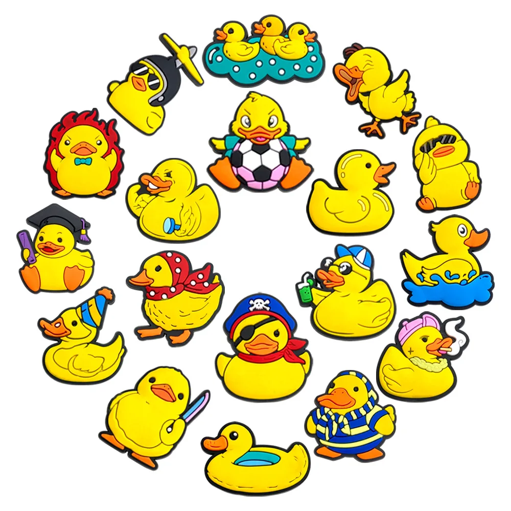 Cartoon Yellow Duck Shoes Charms Pin for Crocs Flower Hole Shoes DIY Accessories  Buckles PVC Cute Personalized Gifts Fashion view 5