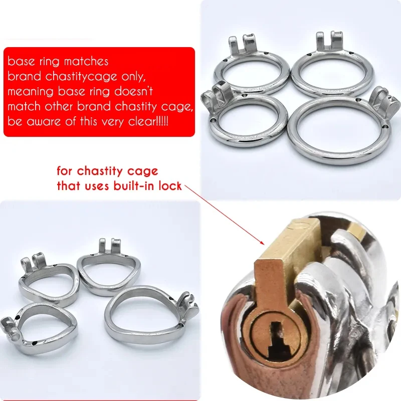 NEW K01 K02 K03 K04 Metal Penis Rings for FRRK Chastity Cage Uses Built-in Lock Strap PU Belt 40mm 45mm 50mm 55mm Sex Toys Shop