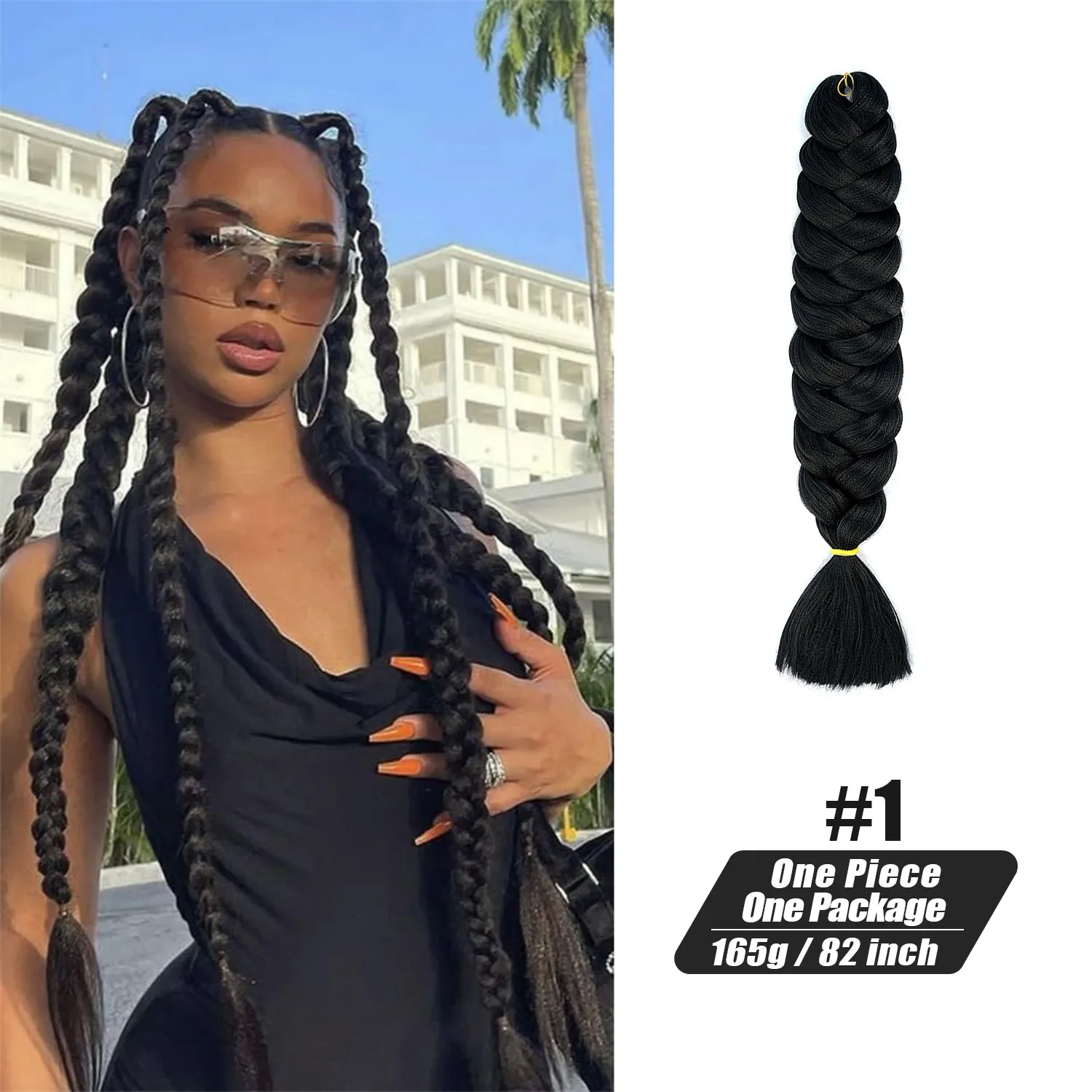 82inch Long Synthetic Hair Braids Kanekalon Pure Synthetic Braiding Hair Braids Black Pink Crochet Braiding Box Braid Hair