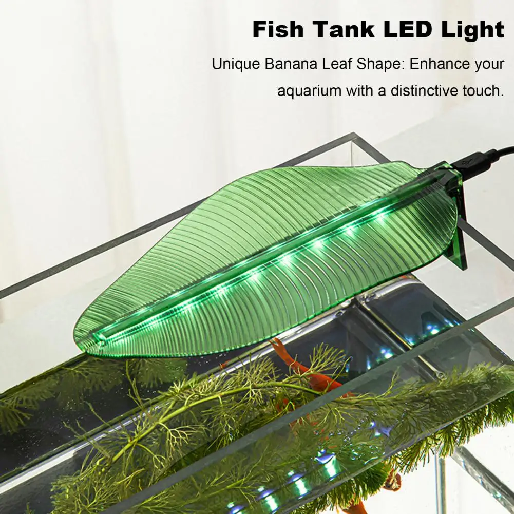 Fish Tank Led Light Banana Leaf Aquarium Light Energy-saving Led Aquarium Light for Fish Tanks with Usb Power for Ornamental