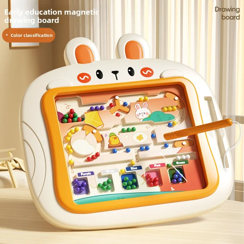 لوحة رسم مغناطيسية للأطفال، لعبة التحكم في القلم المغناطيسي التعليمية، المتاهة المغناطيسية مع الخرز المتداول ومتعة الفرز #5
