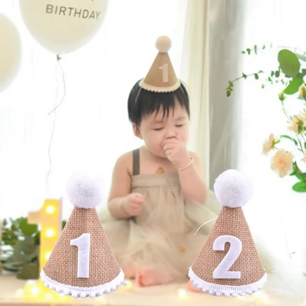 Cute children Birthday Cone Hat Elasticated Braided Decorate Lightweight Newborn Baby Birthday Party Hat for Kids