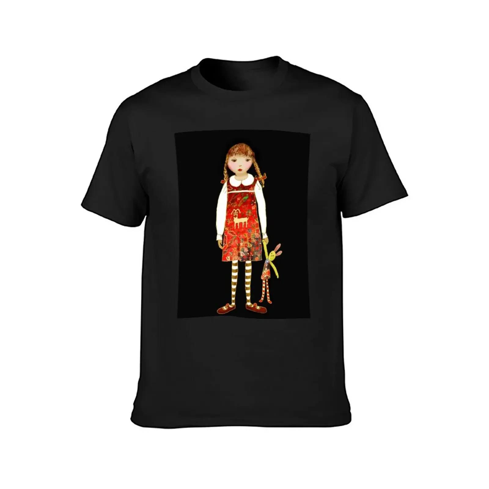 Little girl in Persian dress with bunny toy T-Shirt sweat Short sleeve tee quick drying funny shirt cotton plain t shirts men