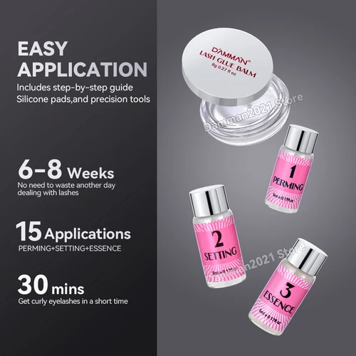 Imagen 2 del producto Damman-Kit profesional de levantamiento de pestañas, juego de levantamiento de pestañas, Kit permanente de elevación de pestañas de larga duración, herramientas de maquillaje para uso en salón