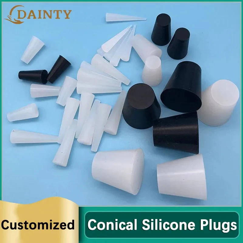 Taper High Temp Silicone Plugs Conical Black/White Rubber Hole Stopper Test tube/Bottle Stoppers Seal Gasket Caps