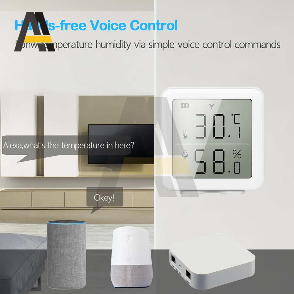 Tuya Intelligent WiFi Temperature And Humidity Sensor LCD Digital Display Wireless Thermometer Remote Linkage Sensor
