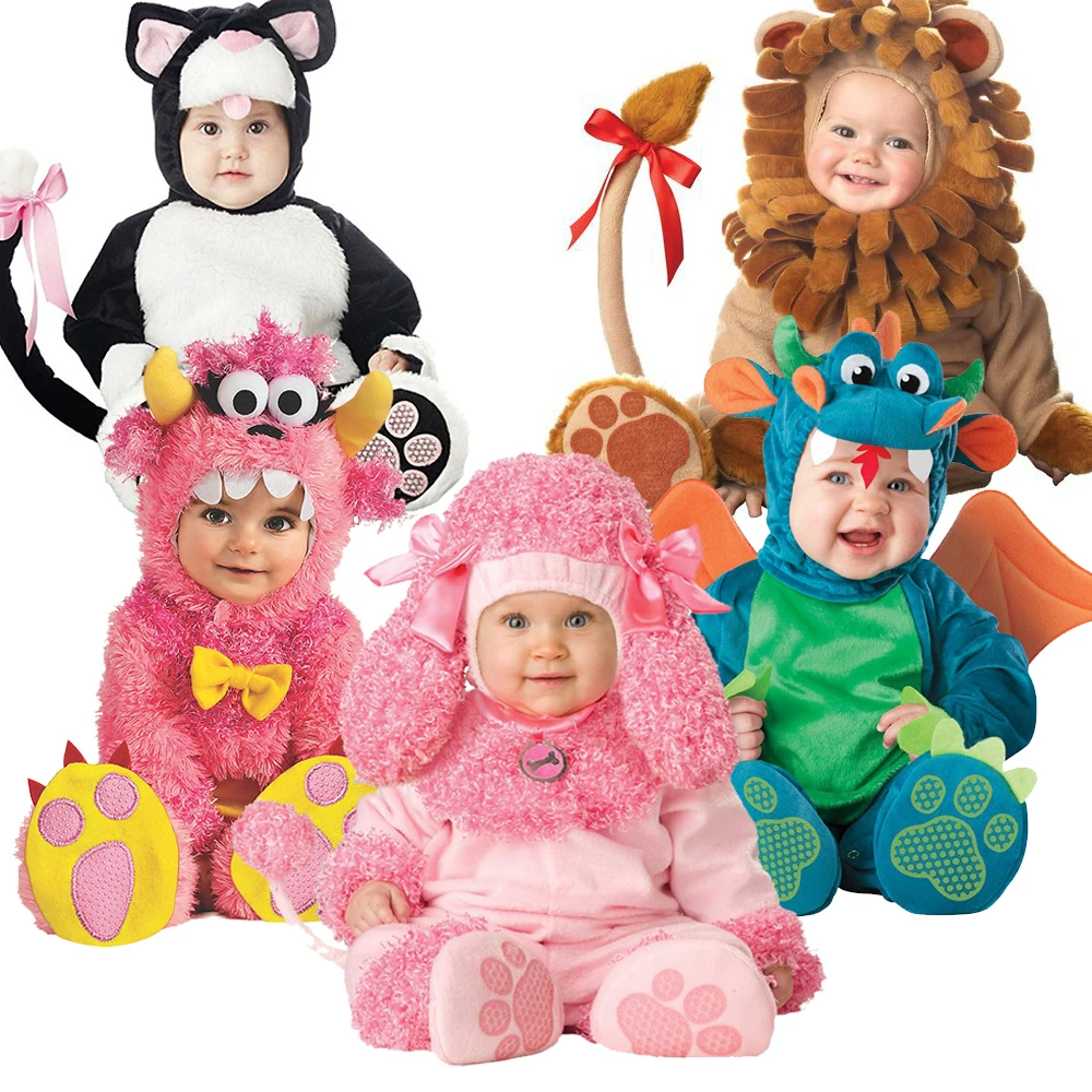 Unisex Kangaroo Dog Fancy Dress Infant Dragon Shark Lobster Bunny Poodle Dog Animal Onesie Cute Pink Monster Baby Costume