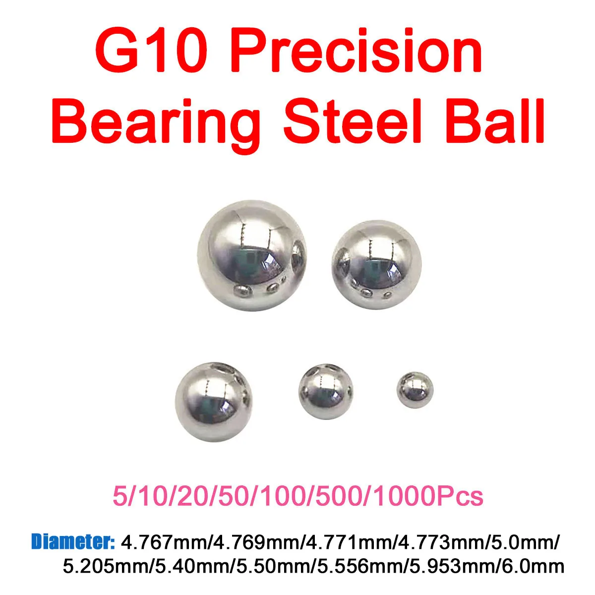 

G10 Precision Bearing Steel Balls Diameter 4.767/4.769/4.771/4.773/5.0/5.205/5.40/5.50/5.556/5.953/6.0mm Bearing Roller Beads