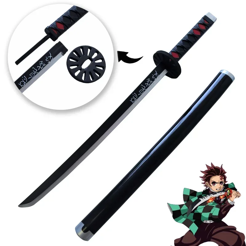 Espada demon slayer katana anime montada arma cosplay original laranja rengoku kyoujurou kamado tanjirou espadas 72cm