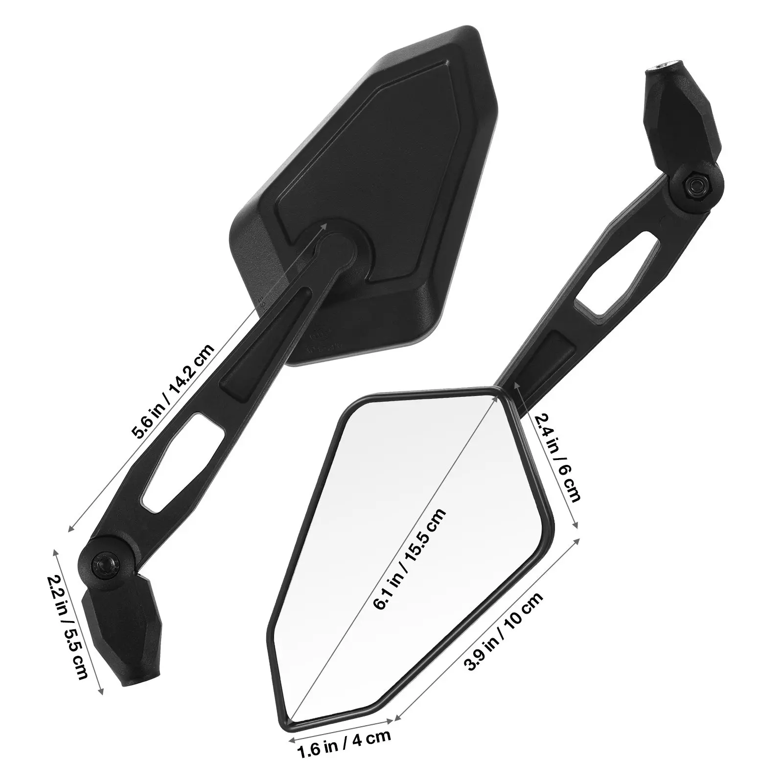 1Pair Polygonal Motorcycle Rear View Mirrors Adjustable Handlebar Mount Rotatable Replacement Motorbike Mirrors for Scooter