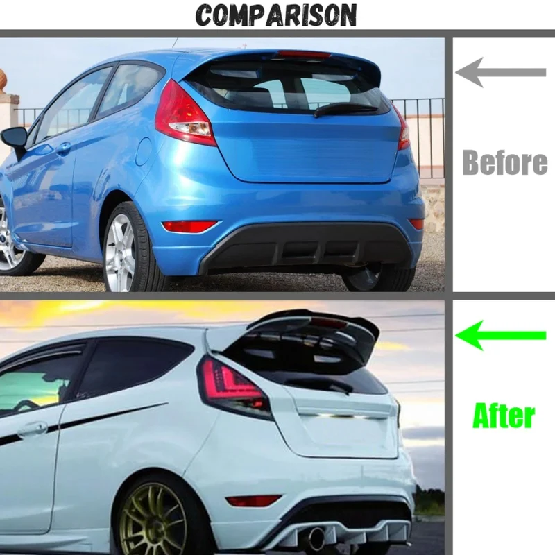 Car Rear Roof Spoiler For  Fiesta ST Line MK6 MK6.5 2008-2017 Tail Wing Trunk Spoiler Lid Body Kits Tuning