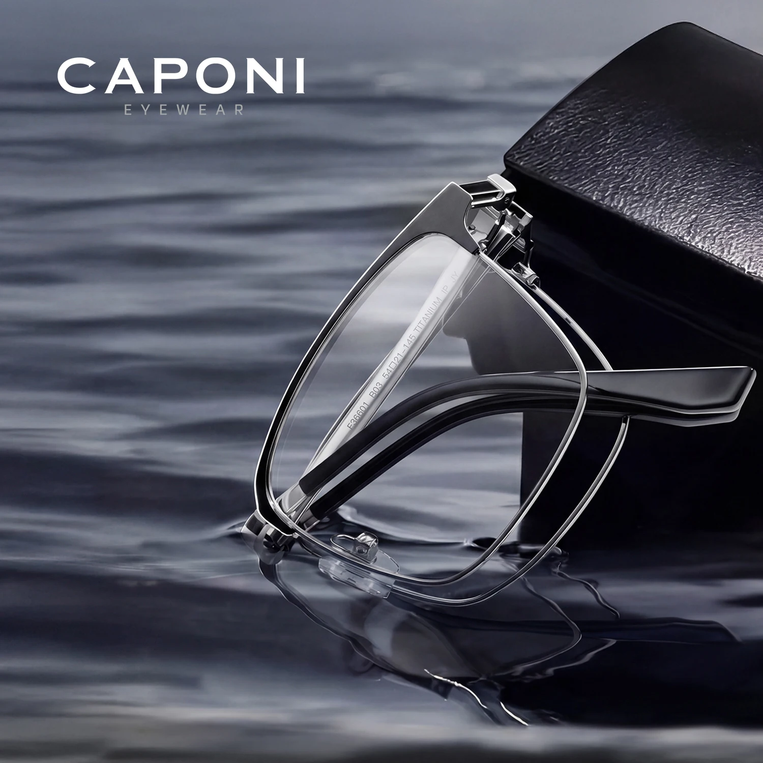 

CAPONI Progressive Men Glasses Pure Titanium Anti Blue Ray Computer Reading Glasses Diopter from +0 to +3.0 Eyeglasses LH36601
