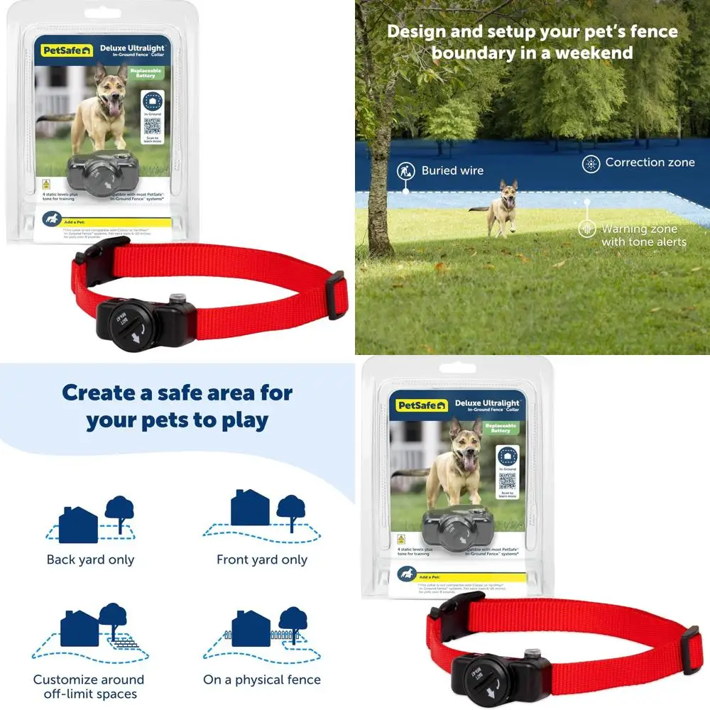 

Waterproof In-Ground Dog Fence Collar, Deluxe Ultralight Receiver, Low Battery Alert, for Pet Containment