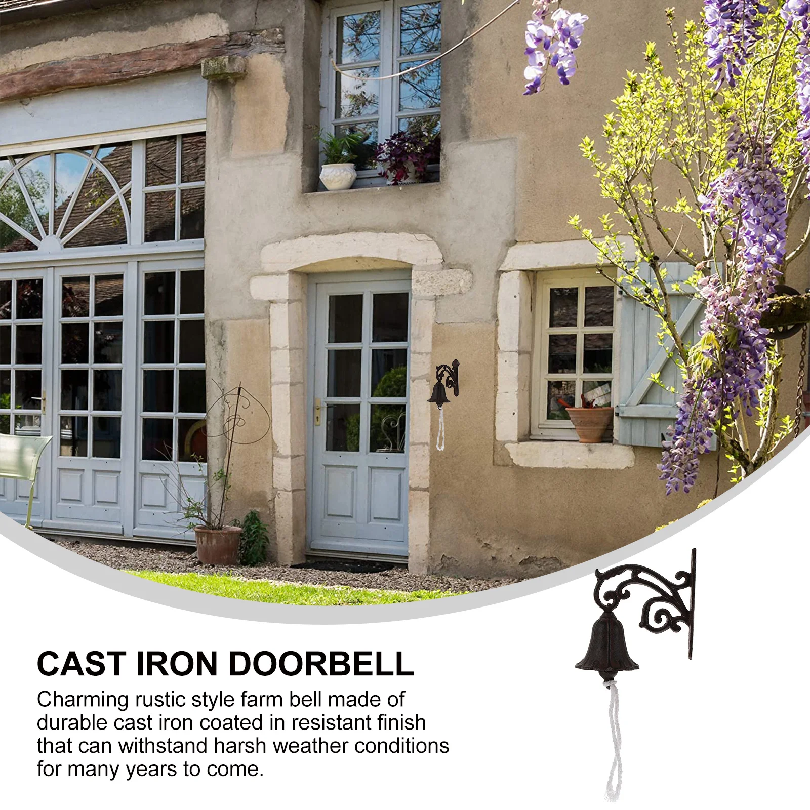 

1 set Metal Door Bell Vintage Cast Iron Rustic Wall Hanging Pendant For Home Garden Decor Coffee Shop Retro Style Shaking