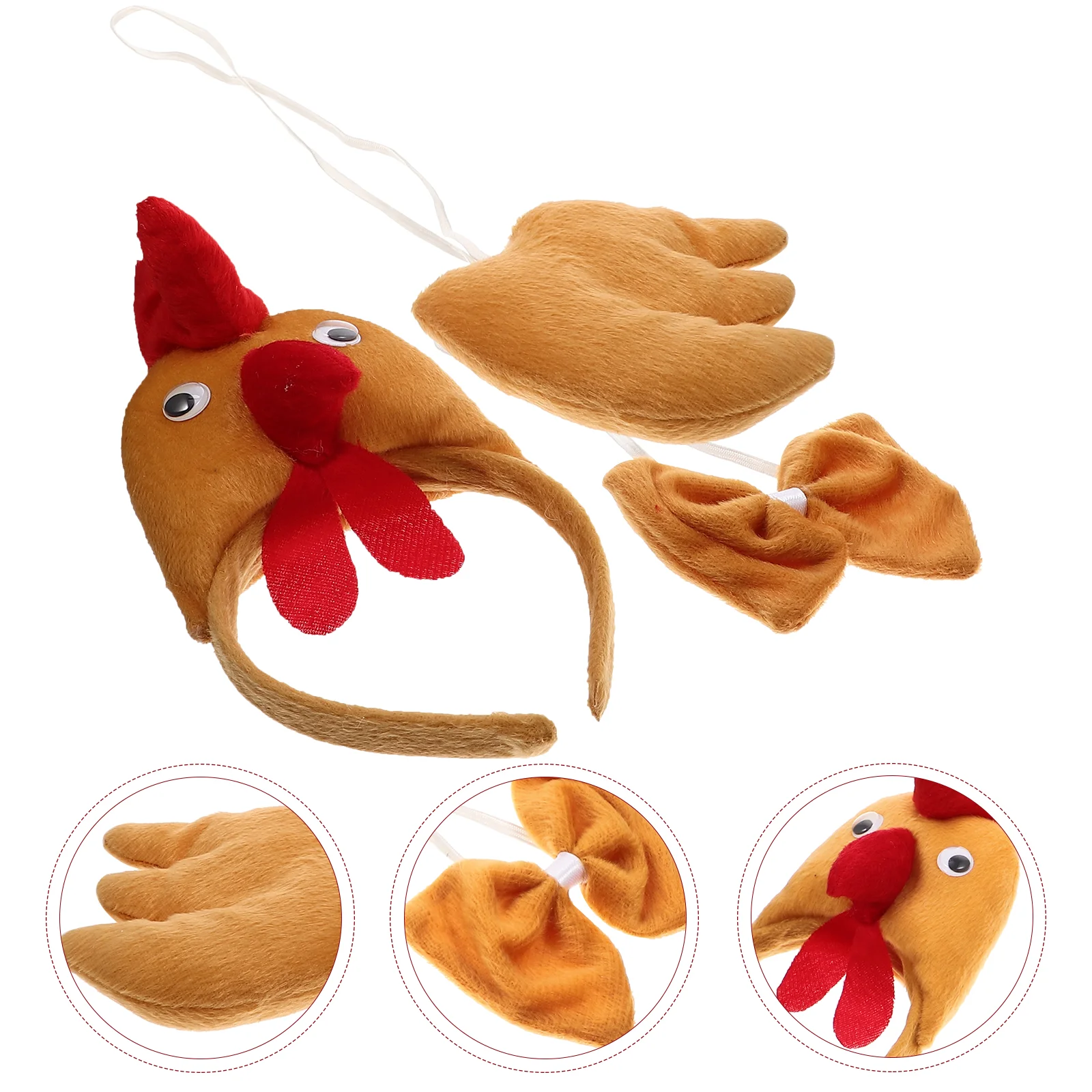 Easter Chicken Costume Set Animal Headband Tail Bow Tie Chicken Cosplay Accessory Festive Party Prop Lightweight Safe