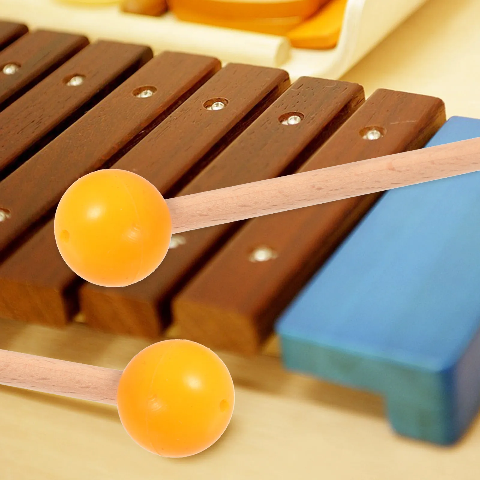 1Pair Marimba Sticks Wooden Rubber Mallets Smooth Surface Balanced Percussion Instrument Hammer for Tongue Drum Xylophone Drum