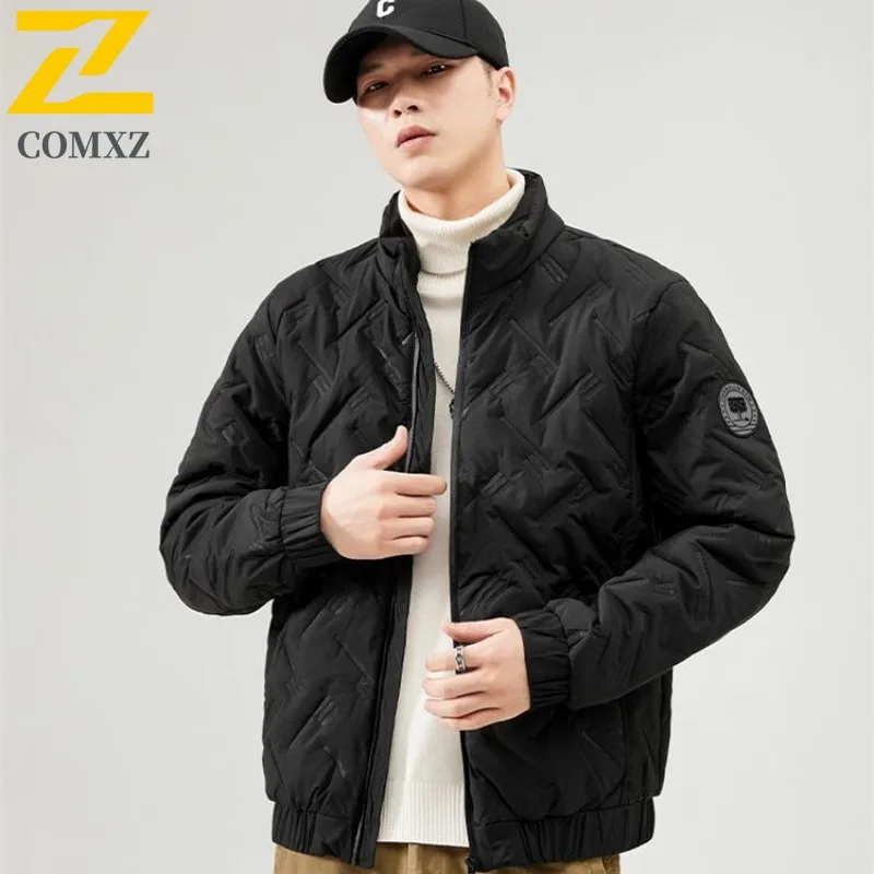

COMXZ L-7XL Ультразвуковая повседневная ветровка с воротником-стойкой и цветочной молнией, водонепроницаемая ветровка в американском стиле из овечьего флиса, молодежное стеганое пальто