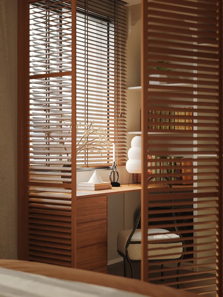 Solid wood louver door, folding door, wardrobe door, customized breathable louver grille, bedroom breathable sliding door