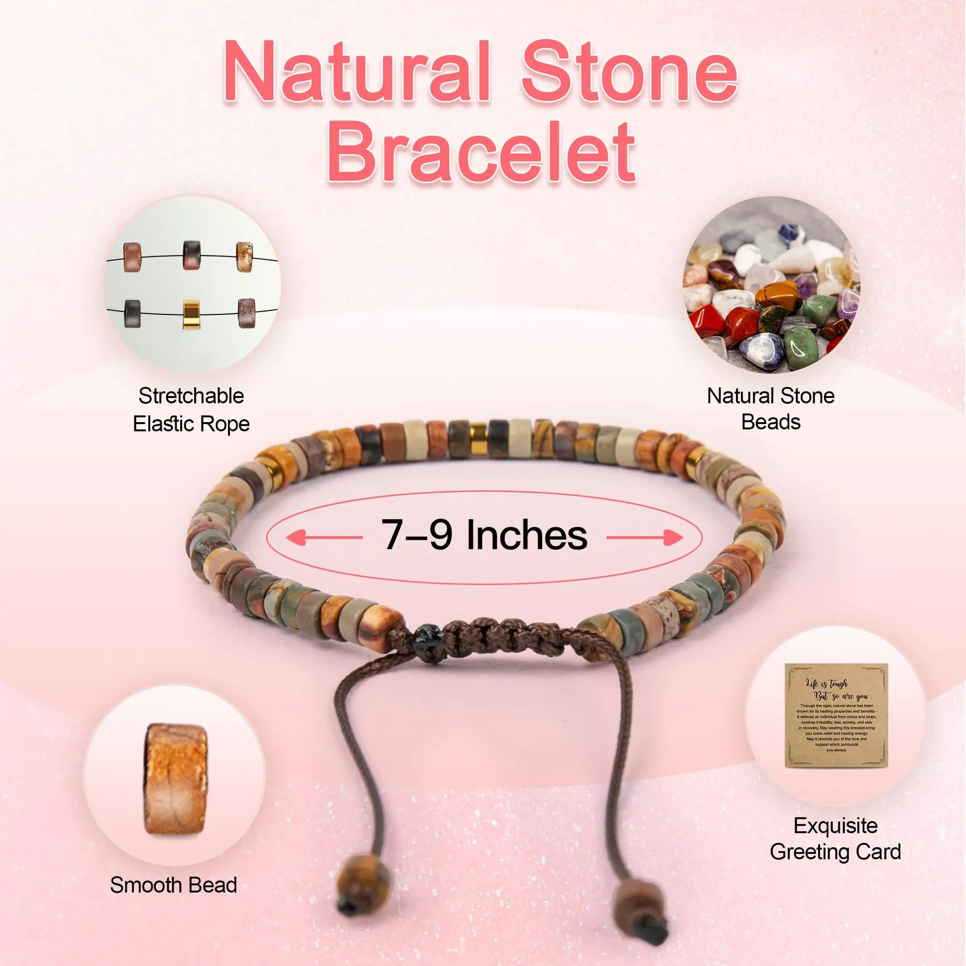 Inspirational Gifts Bracelets for Women Healing Natural Stone Bracelets - Get Well Soon Gifts for Women Best Friends Sister Girl