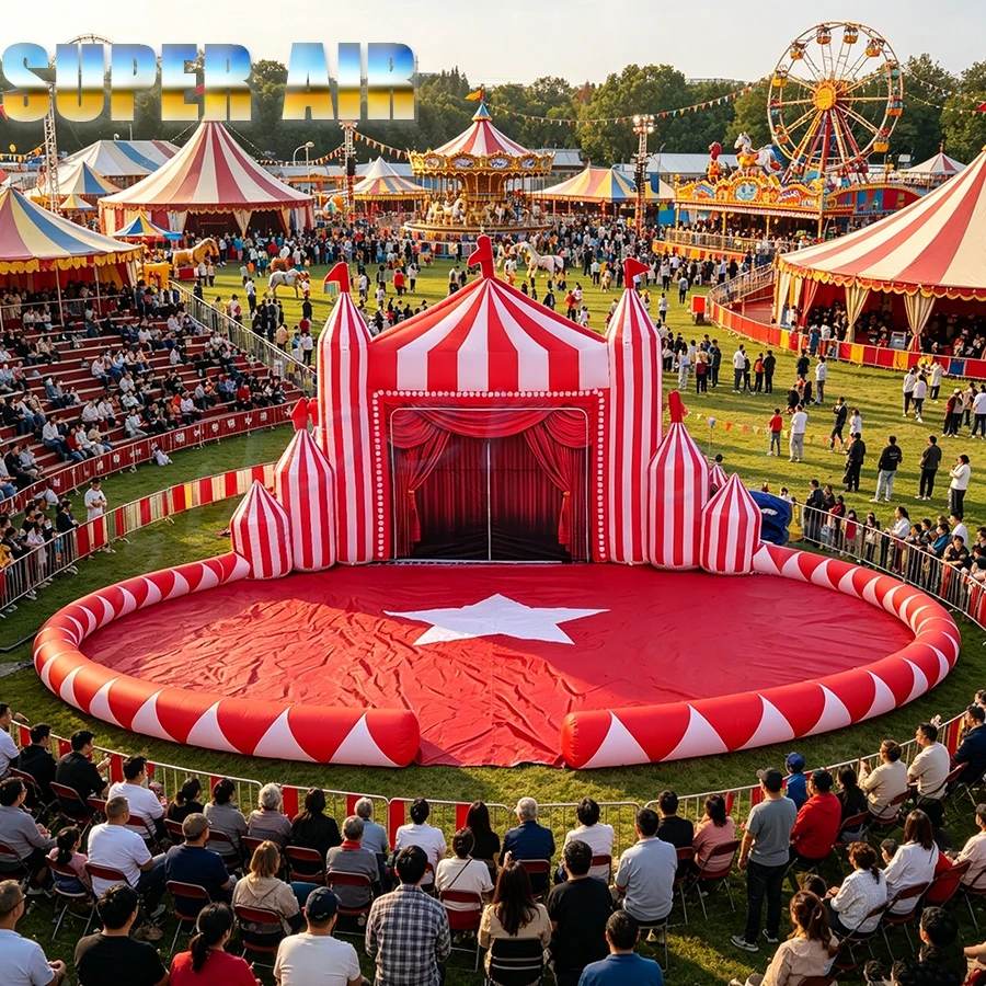 Portable Outdoor Inflatable Circus Archway with Removable Ring Entrance Arch Gate for Carnival Advertising