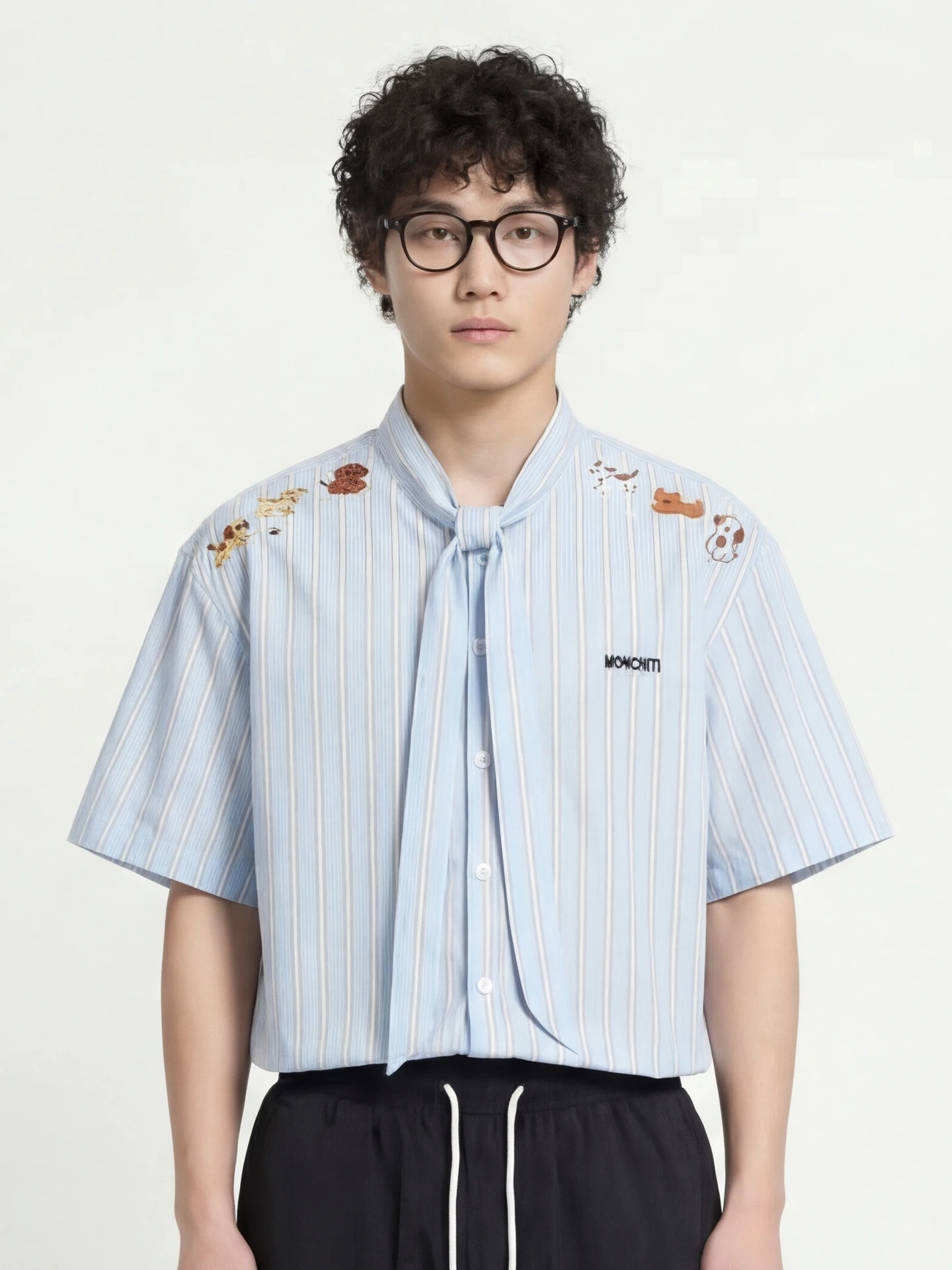 

Loose ort Sve irt Striped Casual ex Breathable Comfortable Cotton from Blue White Cheered Design Summer Wear