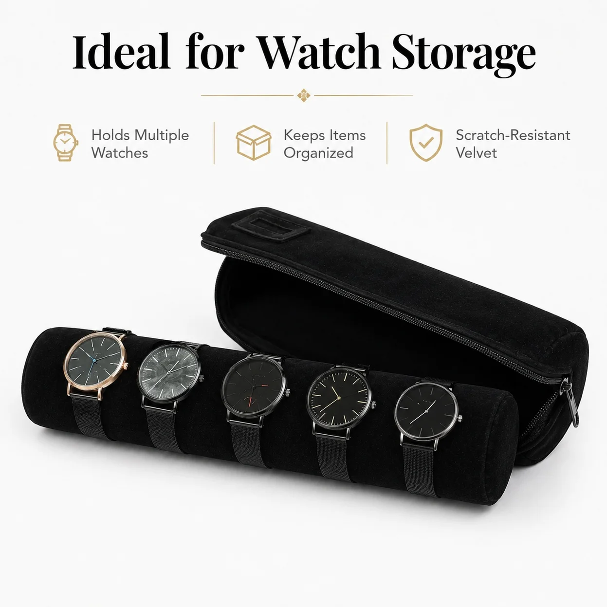 Bracelet Bangle Watch Roll Travel Pouch Jewelry Organizer Portable Zipper Bag  with Removable Roll Insert for Standard