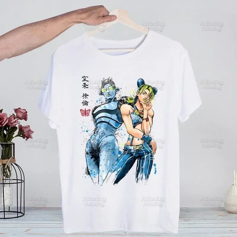 Jojo Bizarre Adventure Men Hip Hop T Shirt Harajuku Jolyne Cujoh TShirts Short Sleeve Casual T-Shirt Stone Ocean Tops Tees