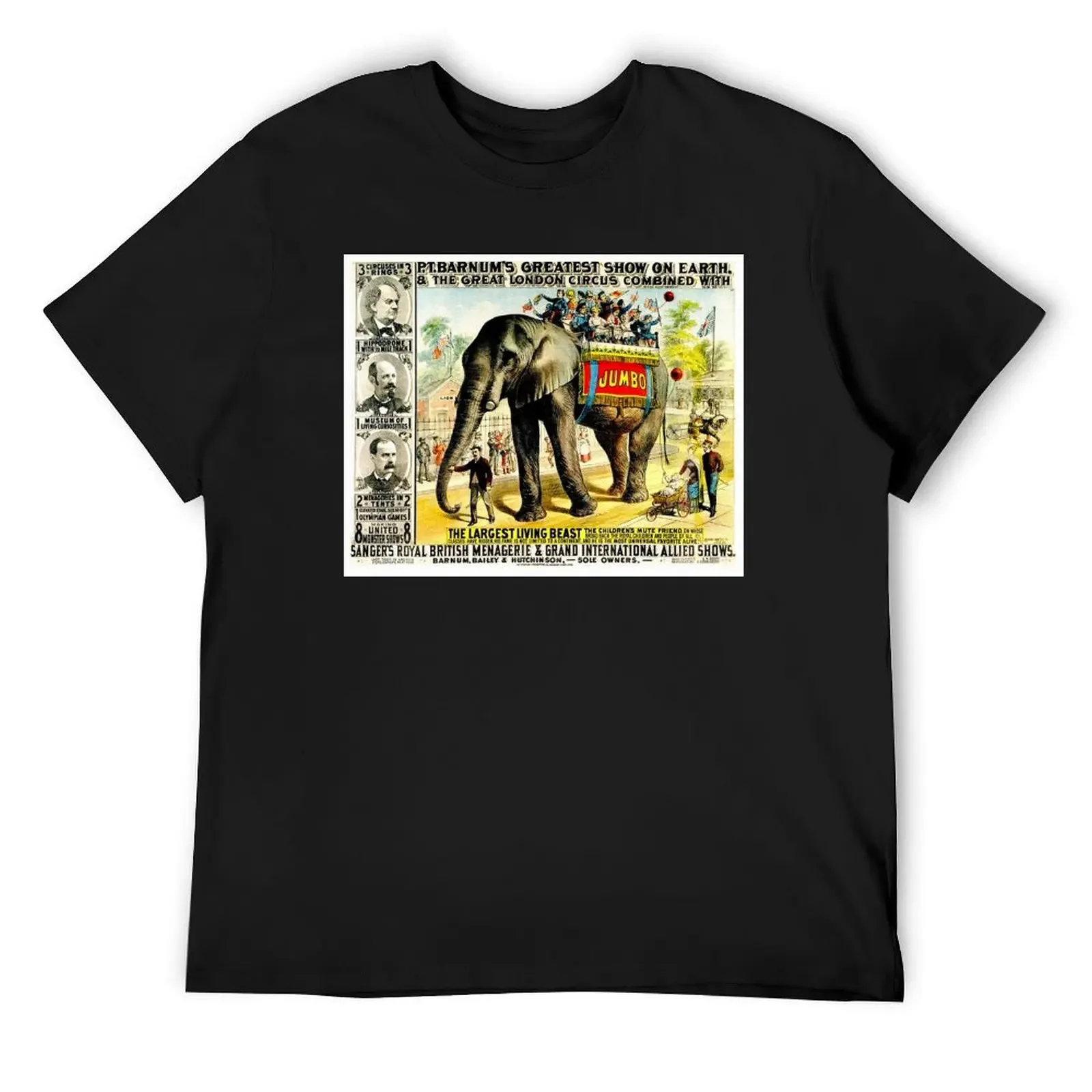 

BARNUM : Vintage Jumbo Elephant Circus Advertising Print T-Shirt aesthetic clothes mens white t shirts