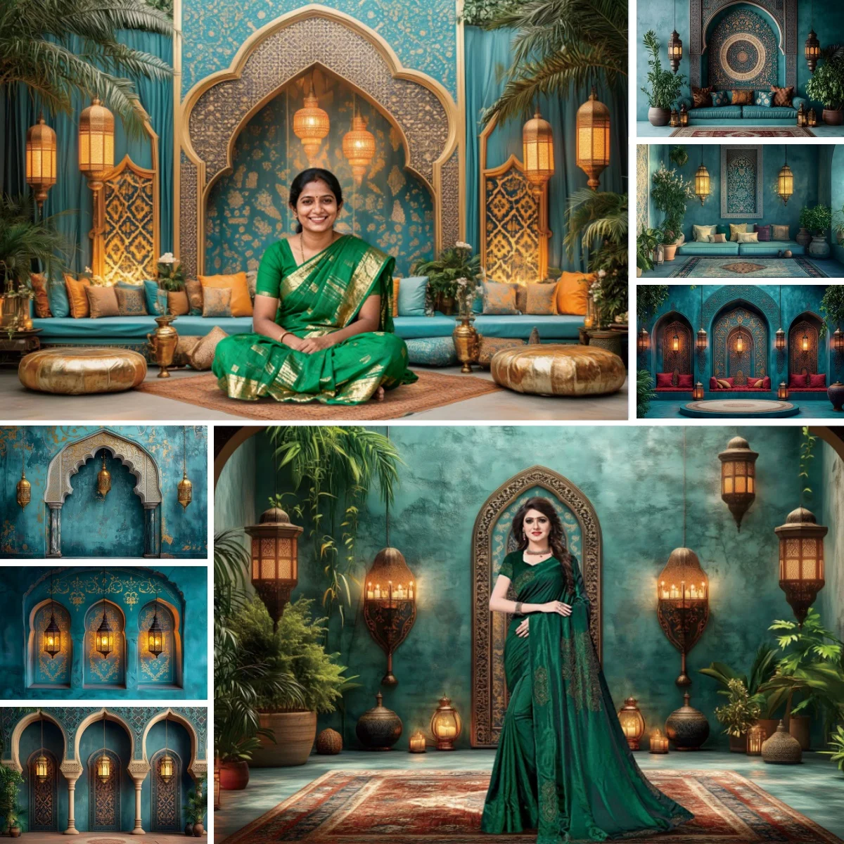 Eid Mubarak Backdrop Moroccan Medieval Palace Arab Religious Architecture Indoor Decor Al Fitr Festival Adult Portrait Banners