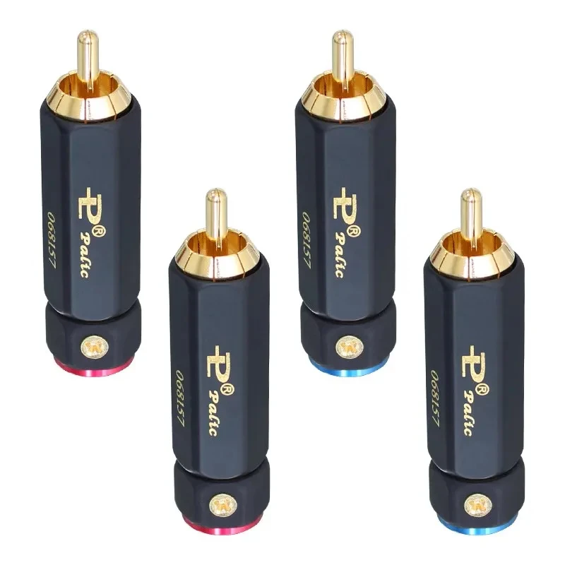 Wysokiej jakości 4 szt. wtyków RCA pozłacanych Hi-end samozaciskowych męskich złączy RCA do kabli audio DIY — zdjęcie produktu 3