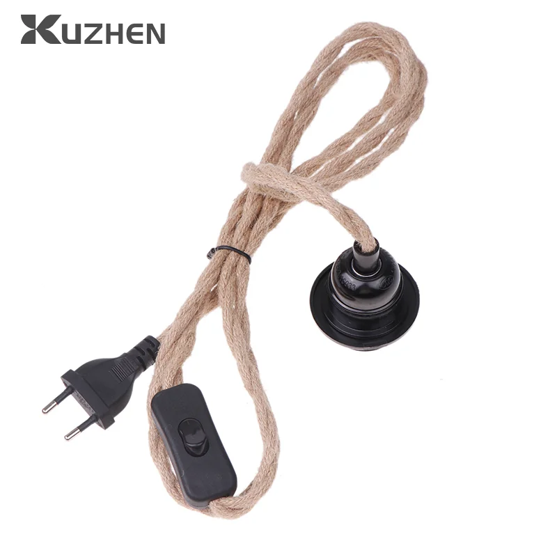 E27Table Lamp Accessories With Hemp Rope Switch Plug Household Removable Small Chandelier Simple Hemp Rope Lamp 2M/3M/4.5M